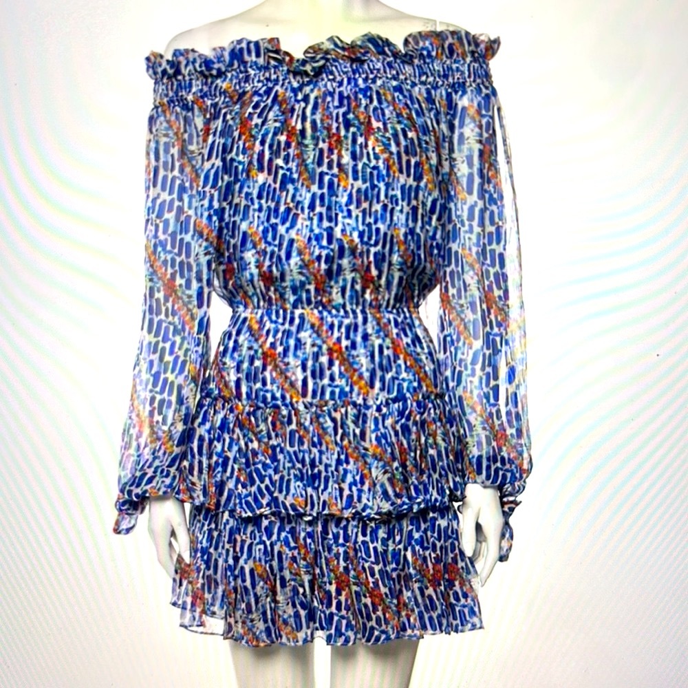 Caroline Constas for Intermix silk off shoulder dress hits mid thigh